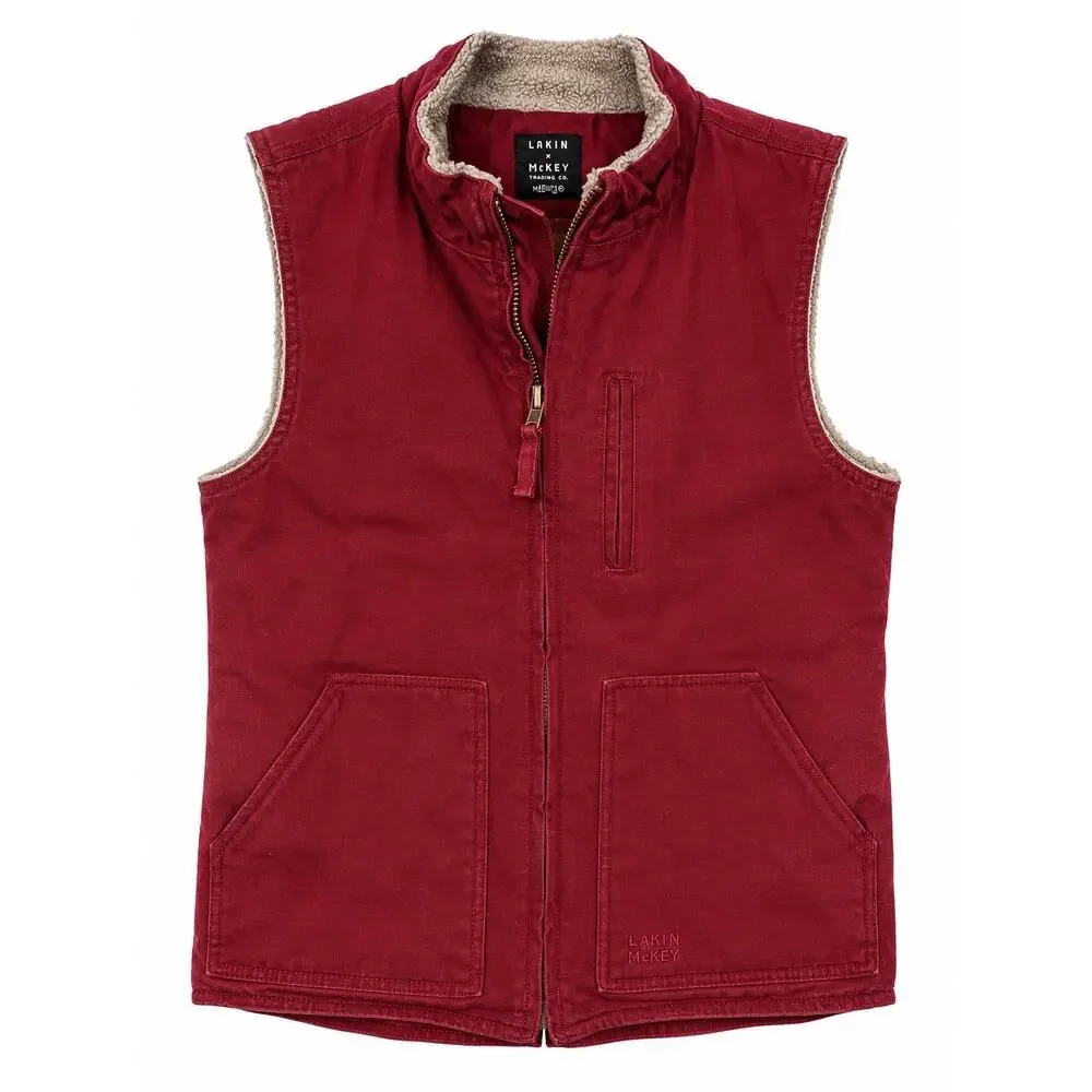 Lakin McKey Red Sherpa Work Vest Womens Small 36 Barn Chore Western Y2K Gorpcore